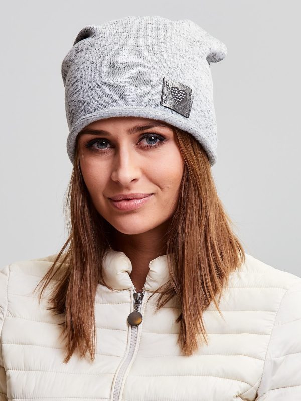 Wholesale Padded cotton beanie hat with a grey