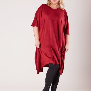 Wholesale Burgundy long sweater PLUS SIZE