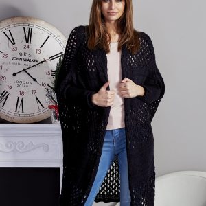 Wholesale Long openwork sweater navy blue