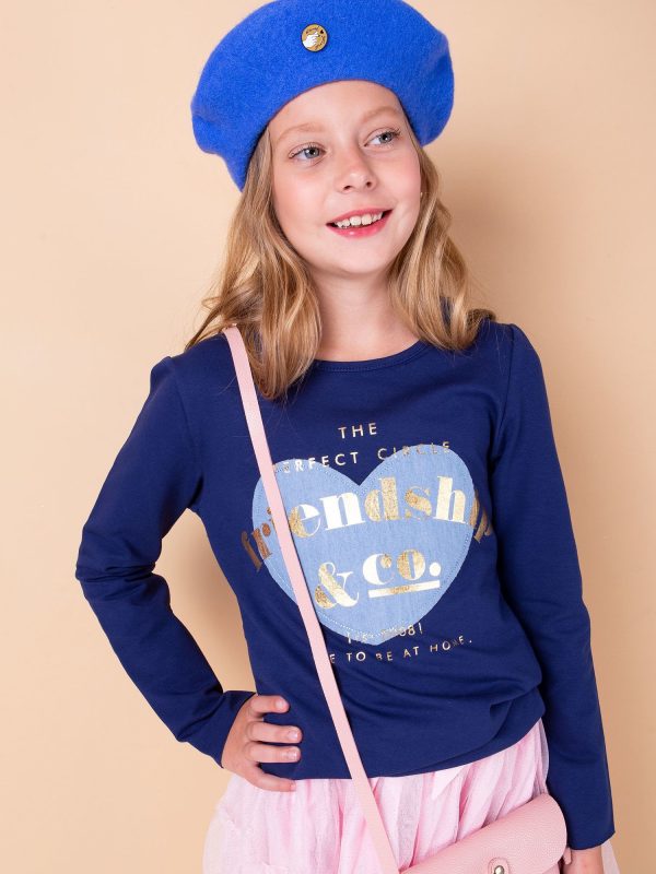 Wholesale Navy blue girl tunic with a patch