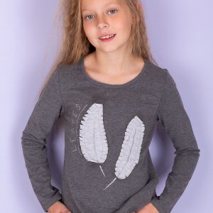 Wholesale Dark grey blouse for girl with leaves