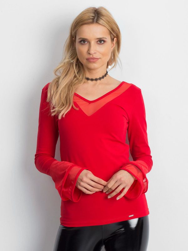 Wholesale Blouse with decorative sleeves red