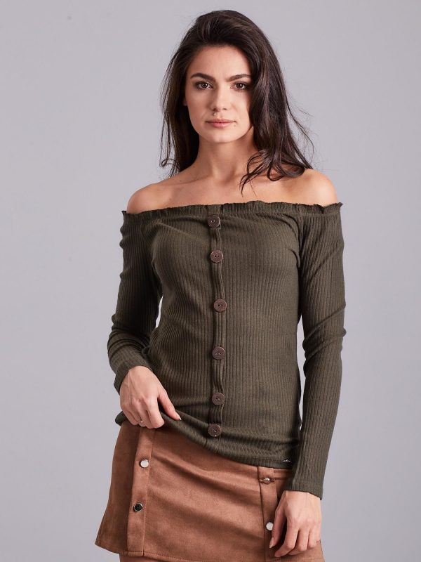 Wholesale Khaki Ribbed Spanish Blouse