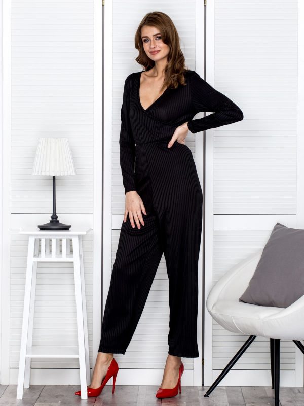 Wholesale Black striped jumpsuit