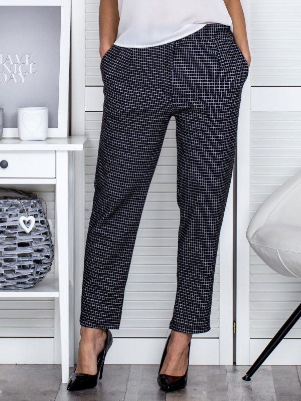 Wholesale Black Checkered Fabric Pants