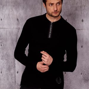 Wholesale Men's black blouse with collar and cuffs