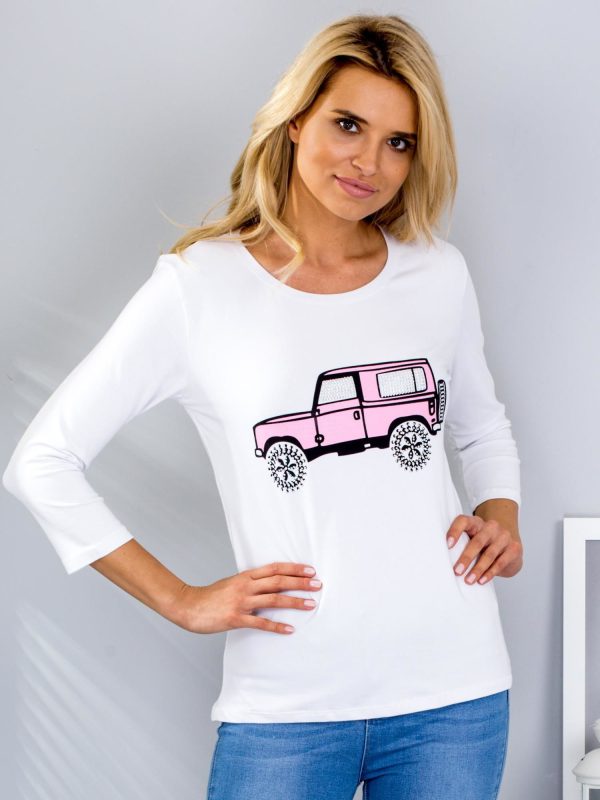 Wholesale White blouse with car