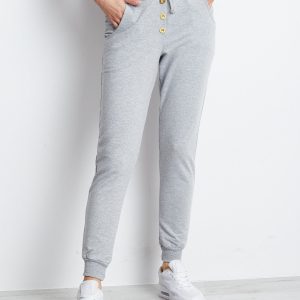 Wholesale Light grey sweatpants with gold buttons