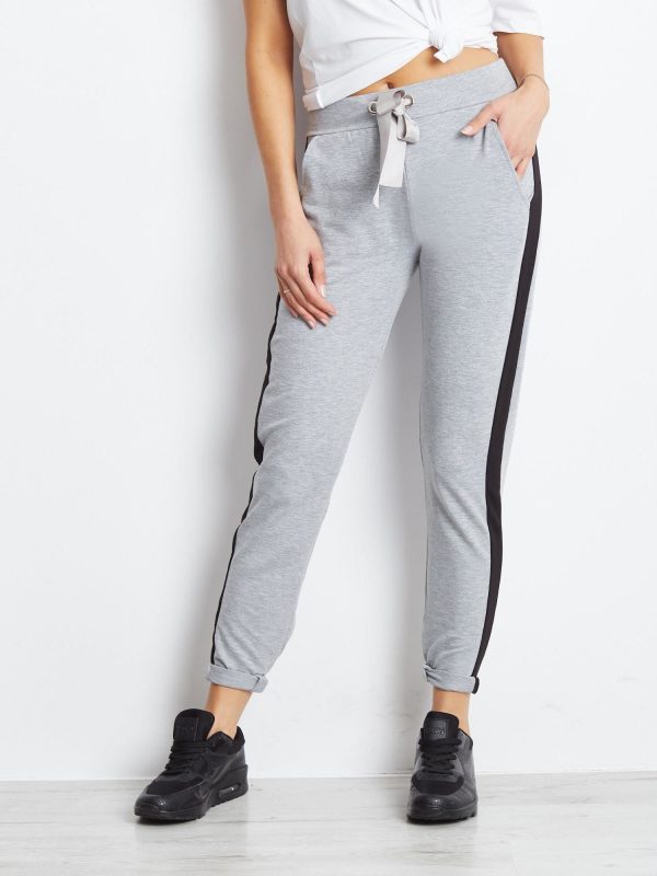 Wholesale Grey sweatpants with black stripe