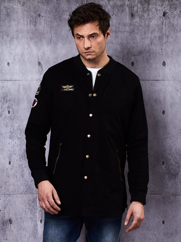 Wholesale Men's black jacket with stripes