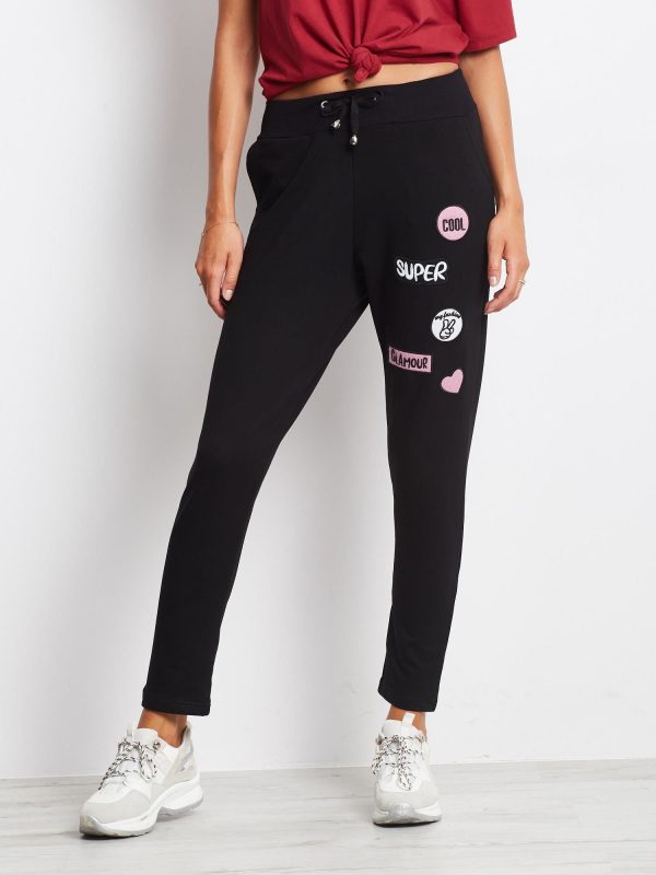 Wholesale Black sweatpants with stripes