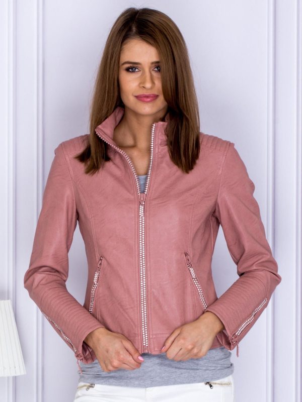 Wholesale Pink jacket with glossy applique