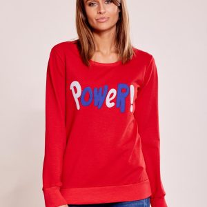 Wholesale Red lightweight sweatshirt with a POWER Patch