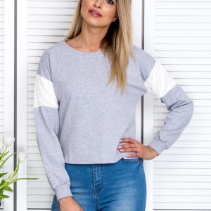 Wholesale Grey sweatshirt with fur inserts on the shoulders