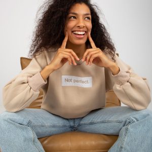 Wholesale Beige hoodless sweatshirt with Tracy inscription