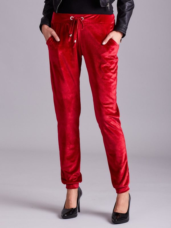 Wholesale Pants with velour red