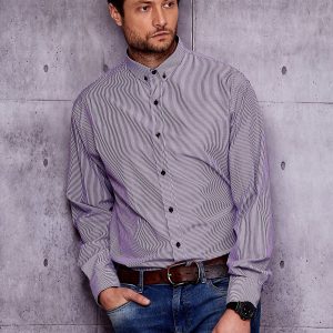 Wholesale Purple Plus Size Striped Men's Shirt