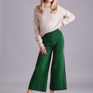 Wholesale Green Wide Knitted Pants