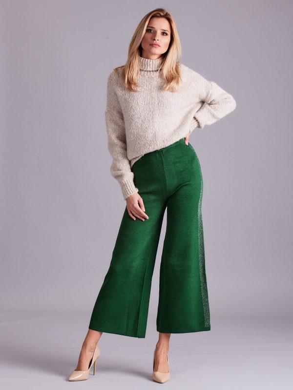 Wholesale Green Wide Knitted Pants