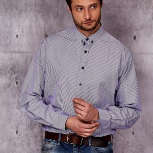 Wholesale Purple Plus Size Stripe Pattern Men's Shirt