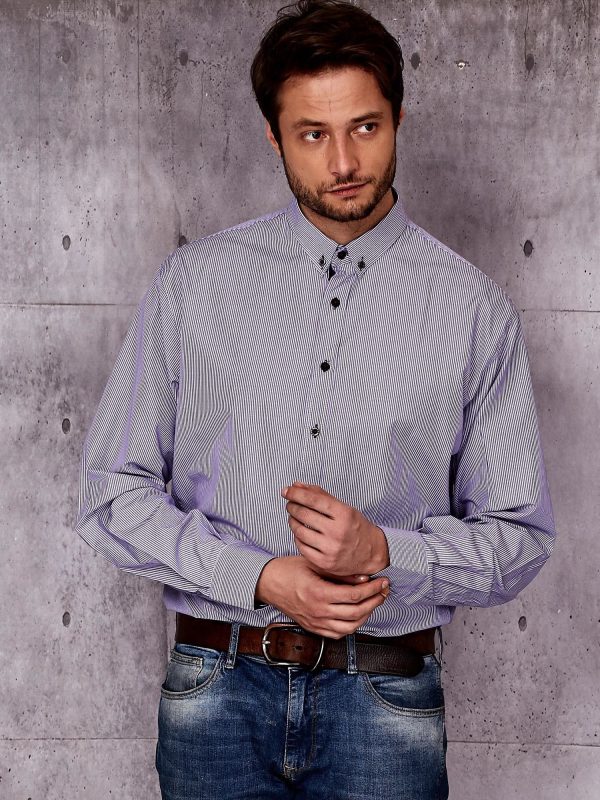 Wholesale Purple Plus Size Stripe Pattern Men's Shirt