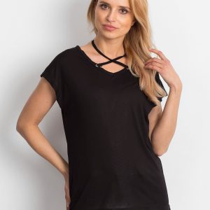 Wholesale Black flowing blouse with thin stripes