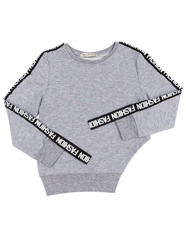 Wholesale Light gray asymmetrical children's sweatshirt with tape