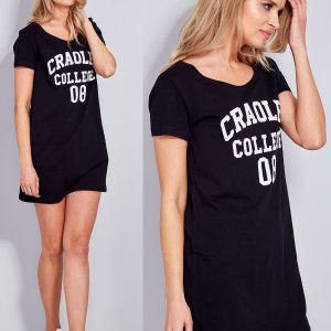 Wholesale Black cotton dress with college lettering