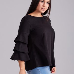 Wholesale Black blouse with decorative sleeves