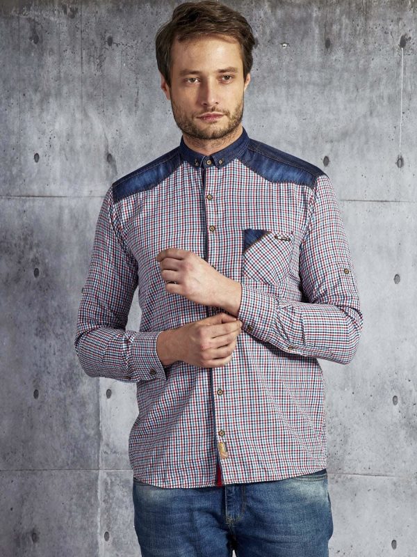 Wholesale Men's shirt with small color checkered multi-color PLUS SIZE