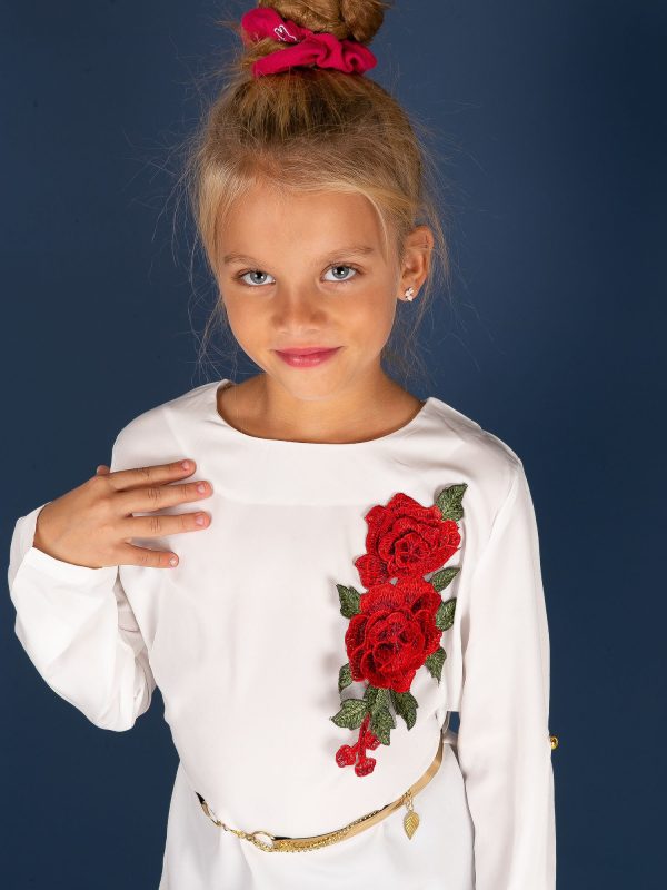 Wholesale Ecru tunic for a girl with a Patch