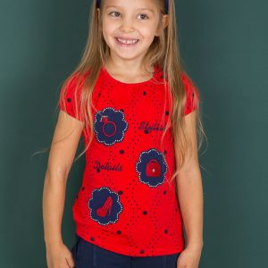 Wholesale Red t-shirt for girl with stripes