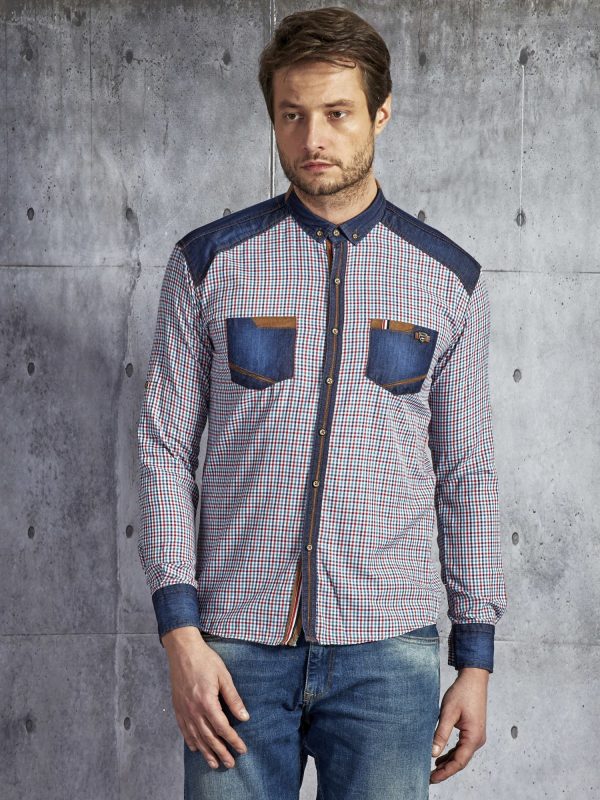 Wholesale Men's small checkered cotton shirt multicolor PLUS SIZE