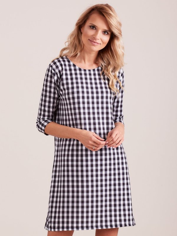 Wholesale Women's Black Checkered Dress