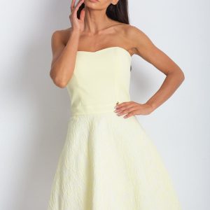 Wholesale Light Yellow Flared Strapless Dress