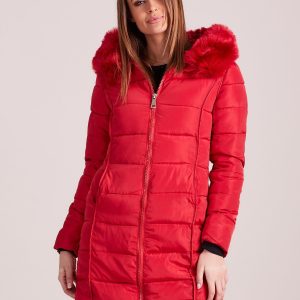 Wholesale Red Quilted Women's Winter Jacket