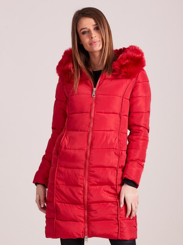 Wholesale Red Quilted Women's Winter Jacket