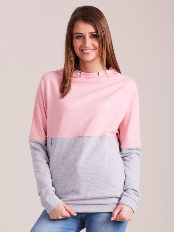 Wholesale Outhorn Grey and Pink Hoodie with Pockets