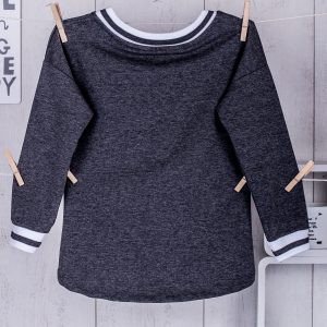 Wholesale Dark gray V-neck girls sweatshirt with welts