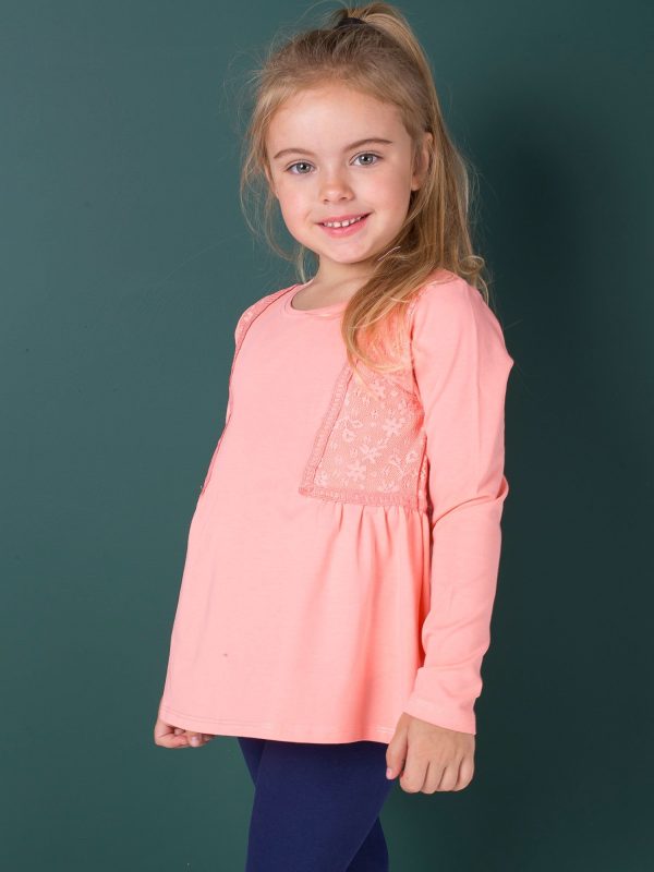 Wholesale Peach blouse for girl with lace