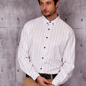 Wholesale Plus Size Men's White Checkered Shirt