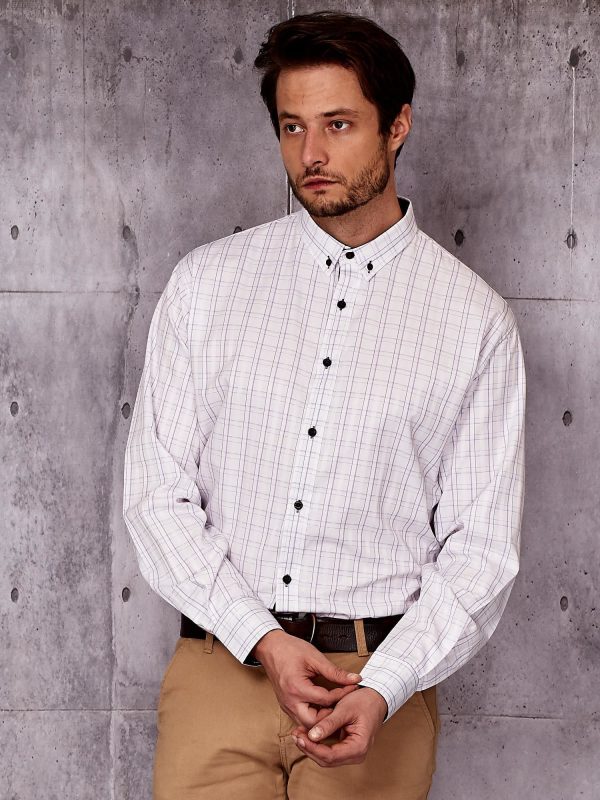 Wholesale Plus Size Men's White Checkered Shirt