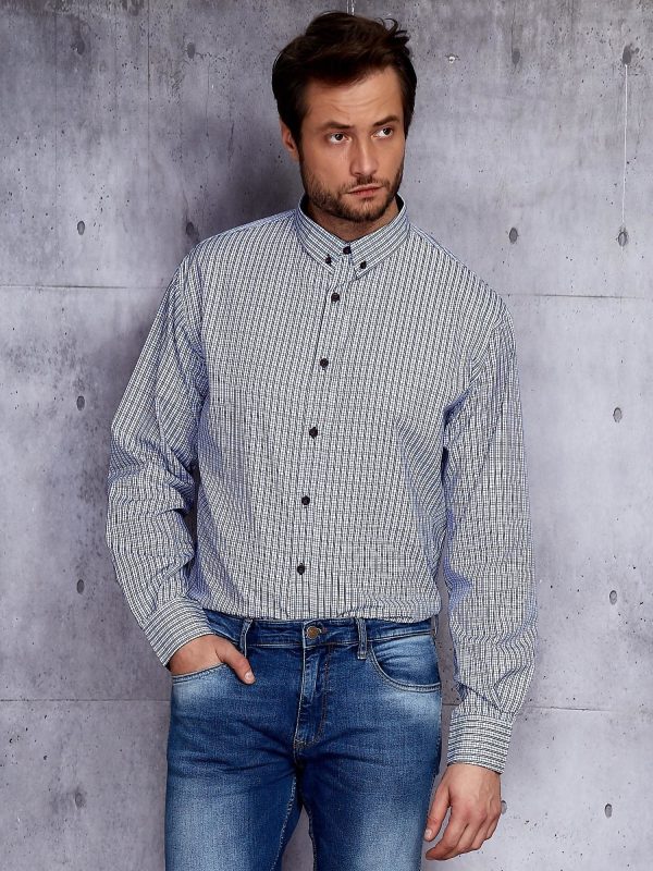 Wholesale Men's blue shirt petite checkered PLUS SIZE