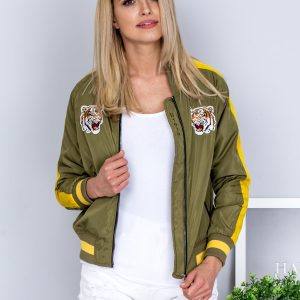 Wholesale Khaki bomber jacket with stripes