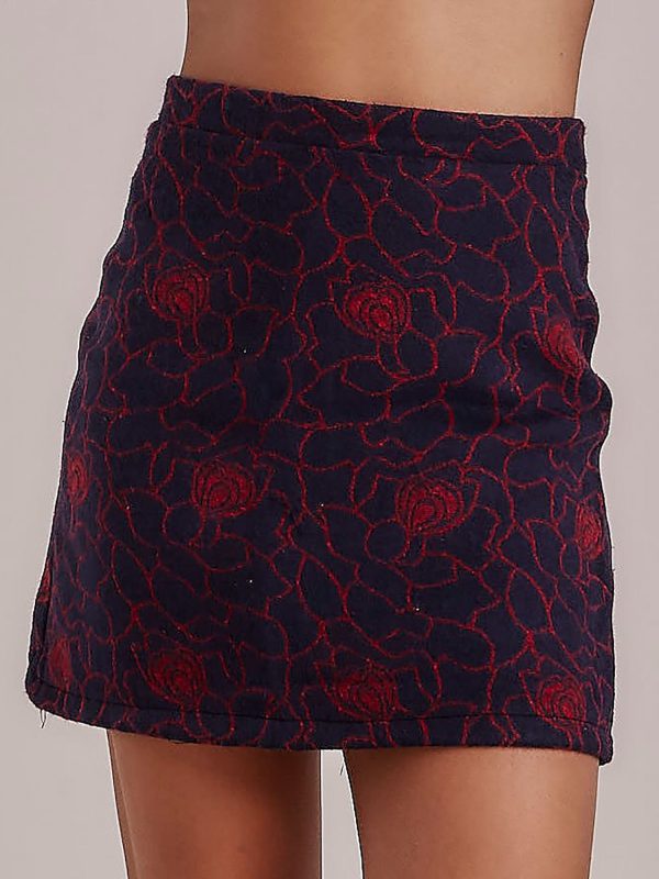 Wholesale Navy blue mini skirt with flowers