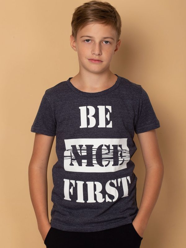 Wholesale Navy blue grey t-shirt for boy