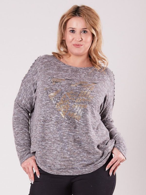 Wholesale Beige blouse with cutouts on the shoulders PLUS SIZE