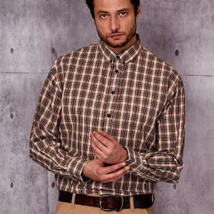 Wholesale Beige plaid shirt for men PLUS SIZE