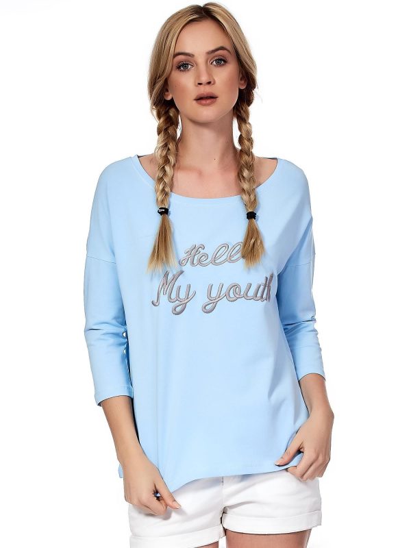 Wholesale Light blue blouse HELLO MY YOUTH