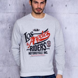 Wholesale Grey sweatshirt for men with text print and welts